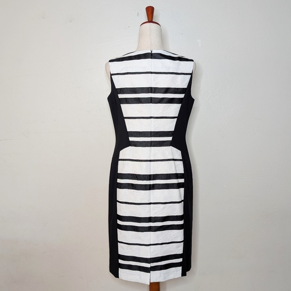 Lafayette 148 New York Kimberly Black and White Stretch Knit Sheath Dress Size 6 - Picture 5 of 7